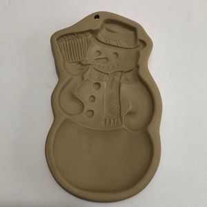 Vintage 1989 Brown Bag Cookie Art Stoneware Snowman Cookie Mold